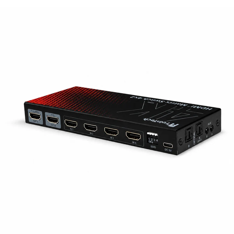 MS420 HDMI 2.0 Matrix Switch 4 In 2 Out für 4K 60Hz mit Audio Extractor (Optical & AUX), ARC und Downscaler