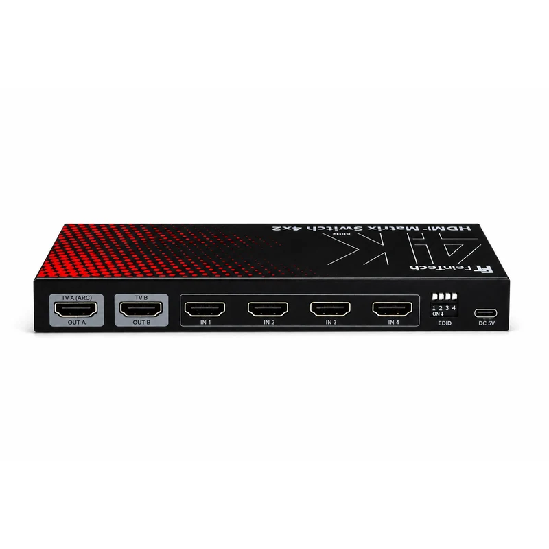 MS420 HDMI 2.0 Matrix Switch 4 In 2 Out für 4K 60Hz mit Audio Extractor (Optical & AUX), ARC und Downscaler