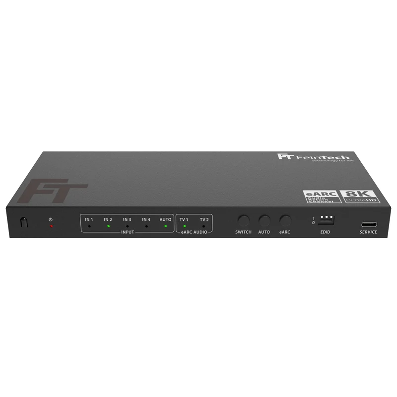 AX341 HDMI 2.1 eARC Splitter Switch 4 In 2 Out mit Audio Extractor (eARC-Soundbar, Optical & AUX)