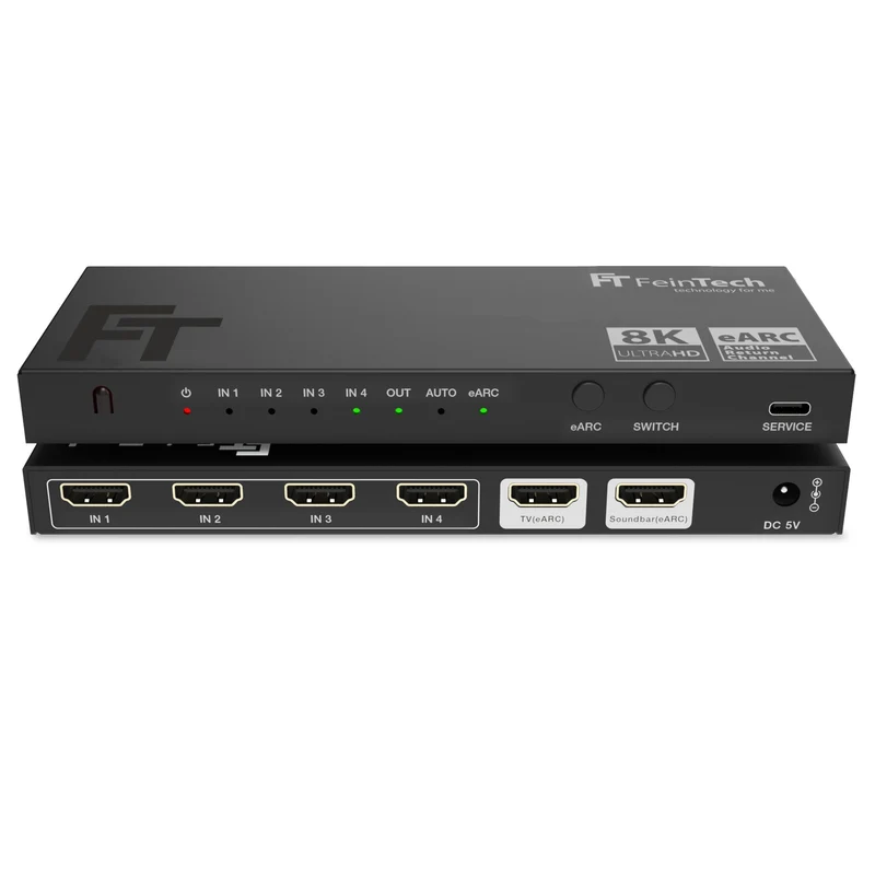 AX340 HDMI 2.1 eARC Pass Switch 4 In 1 Out für eARC-Soundbar | 4K 120Hz | eARC