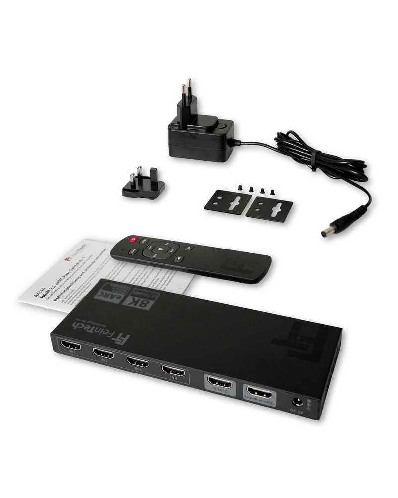AX340 HDMI 2.1 eARC Pass Switch 4 In 1 Out für eARC-Soundbar | 4K 120Hz | eARC