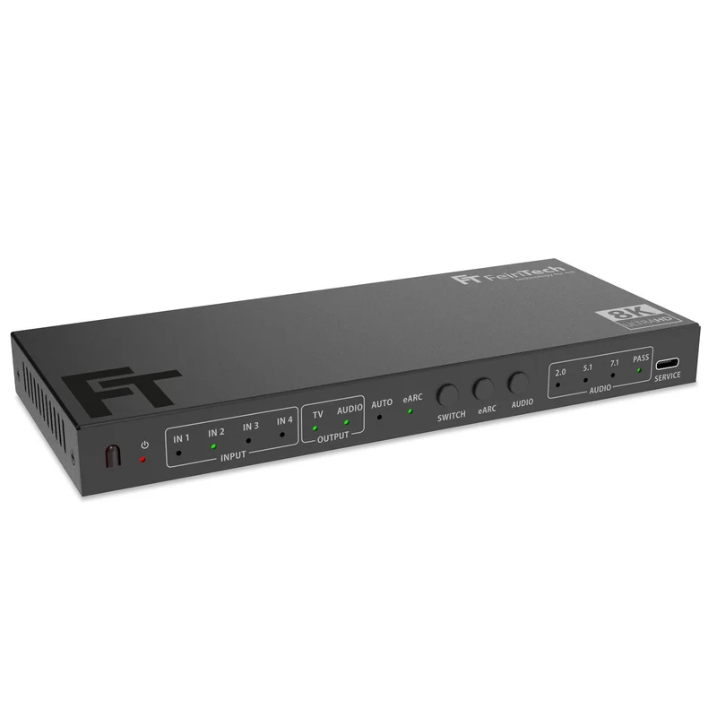 SW411 HDMI 2.1 Switch 4 In 1 Out mit HDMI Audio Extractor (HDMI-Audio, Toslink, AUX) | 4K 120Hz | eARC