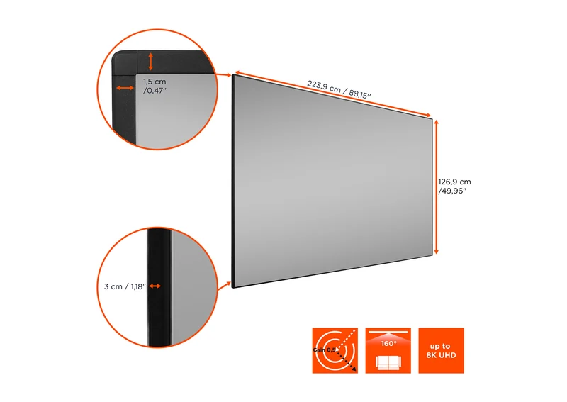 celexon CLR HomeCinema Performance UST Hochkontrast-Rahmenleinwand 100"