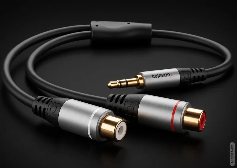 celexon 3,5mm Stereo Klinke auf 2x Cinch M/F Audioadapter 0,25m - Professional Line