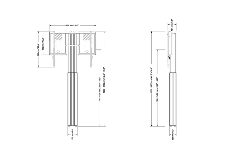 celexon Expert elektrisch höhenverstellbarer Display-Ständer Adjust-4286WS mit Wandbefestigung