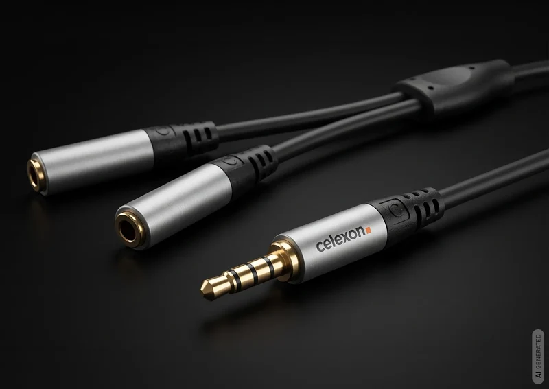 celexon 3,5mm Stereo Klinke auf 2x 3,5mm Stereo Klinke M/F Audioadapter 0,25m - Professional Line