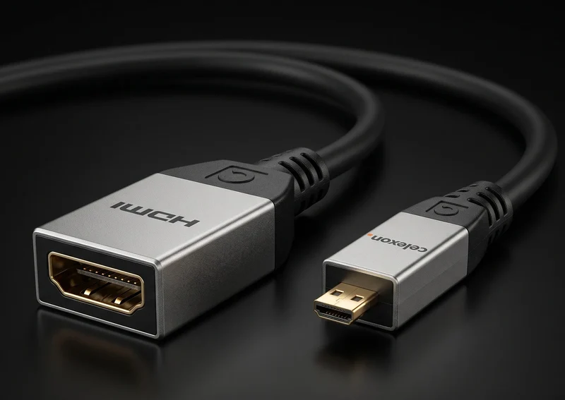 celexon Micro HDMI auf HDMI M/F Adapter mit Ethernet - 2.0a/b 4K 0,25m - Professional Line