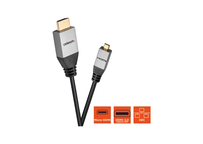 celexon HDMI auf Micro HDMI Kabel mit Ethernet - 2.0a/b 4K - Professional Line