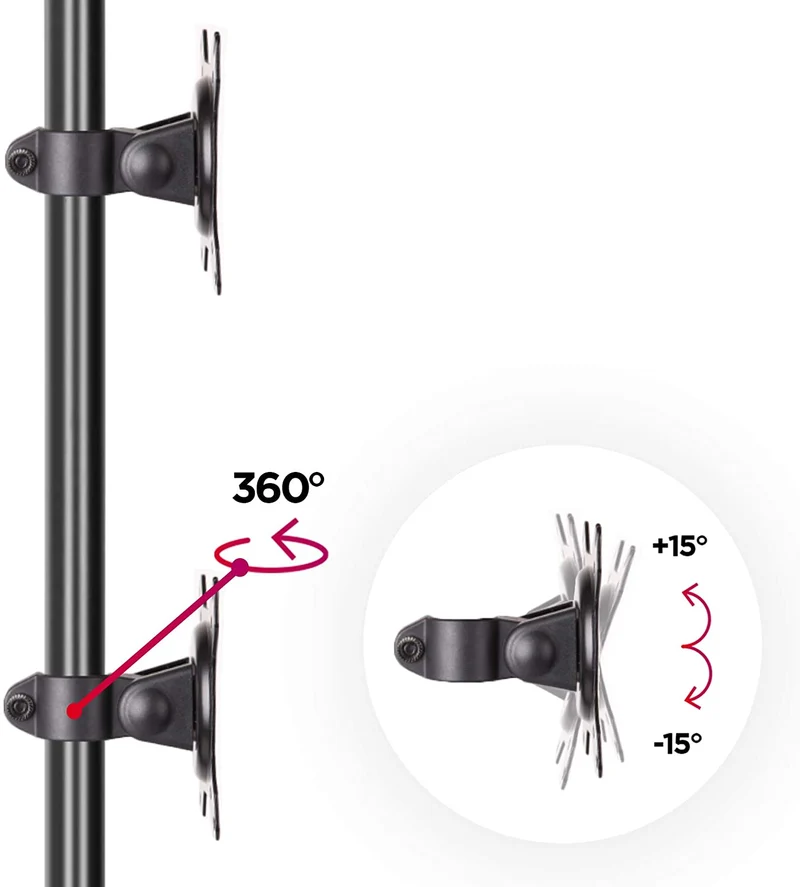 Duronic DM15V2 Monitorständer | Doppel-PC-Tischhalterung | Für Zwei 13-32 Zoll Bildschirme | Einstellbar | | VESA 75/100 | 8 kg pro Bildschirm | -15 °/+15 ° Neigung