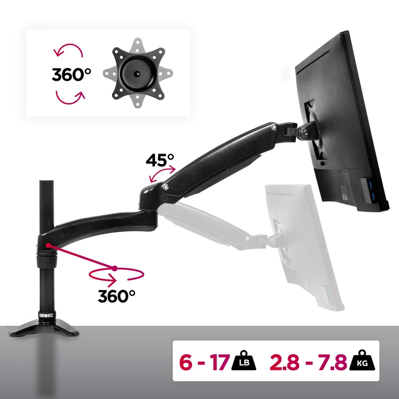 Duronic DM551X2 Monitorhalterung | Tischhalterung | Monitorarme | Monitorständer für LCD/LED Computer Bildschirme | Fernsehgeräte mit Neig und Rotierfunktion