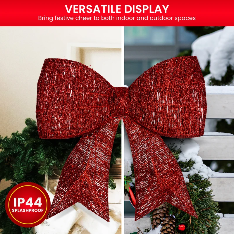 Christabelle Christmas Display Bow 91cm with LED and Twinkle Lights 5 Functions