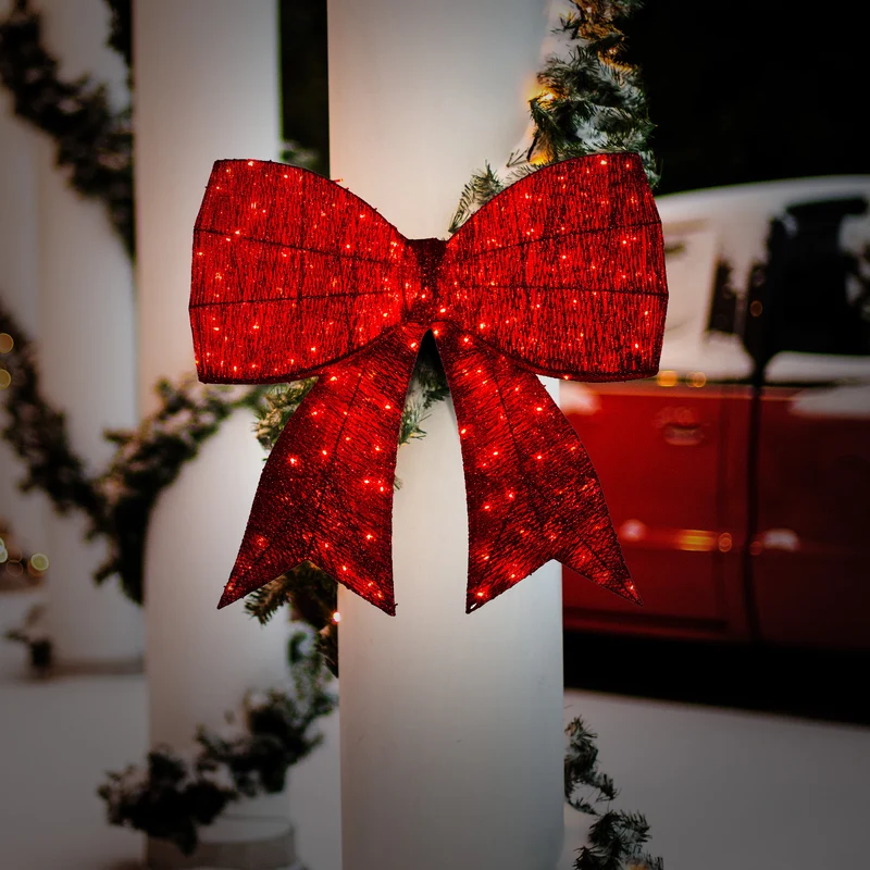 Christabelle Christmas Display Bow 91cm with LED and Twinkle Lights 5 Functions