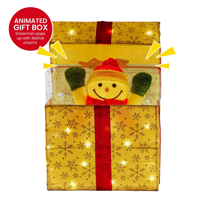 Christabelle Animated Snowman Gift Box LED Ornament