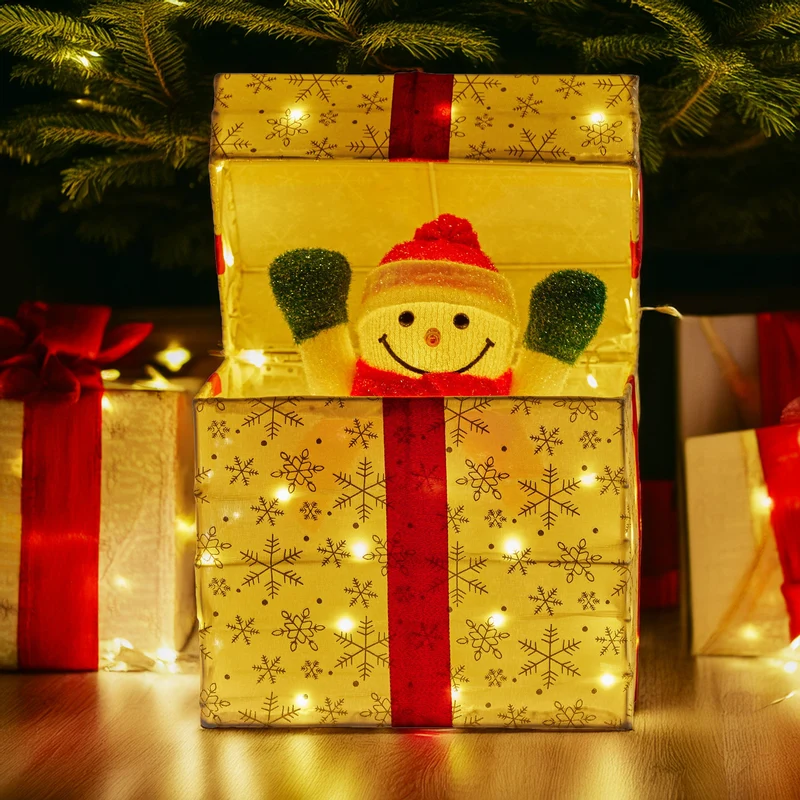 Christabelle Animated Snowman Gift Box LED Ornament