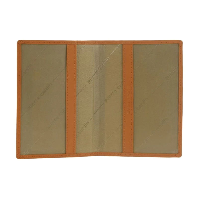 Pierre Cardin Leather Passport Holder/Cover Protected RFID Wallet Apricot