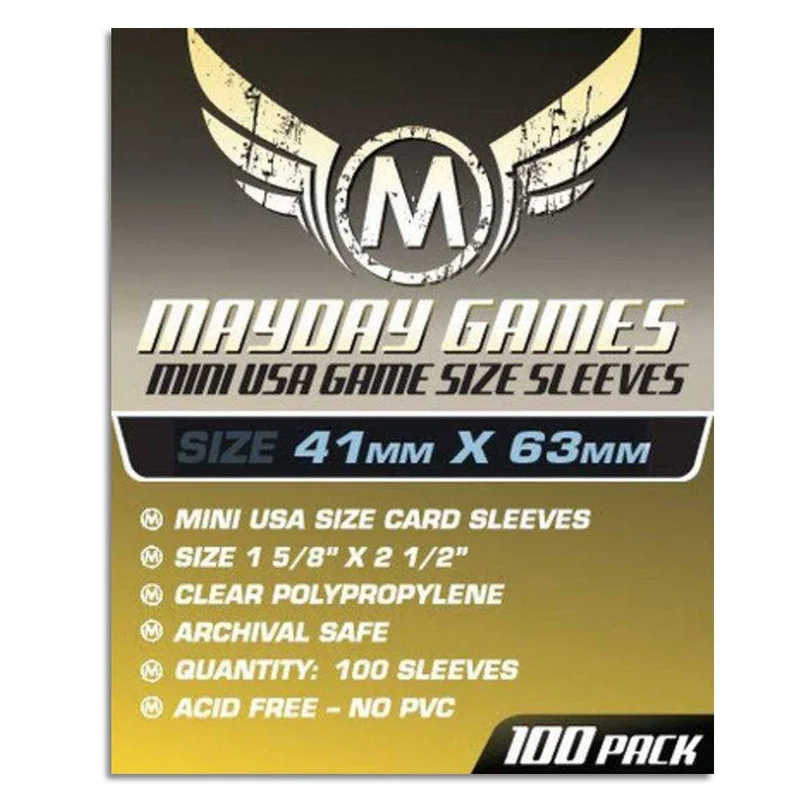 Mayday Games Mayday Mini USA Game Size Sleeves Pack of 100 41 X 63 MM Yellow