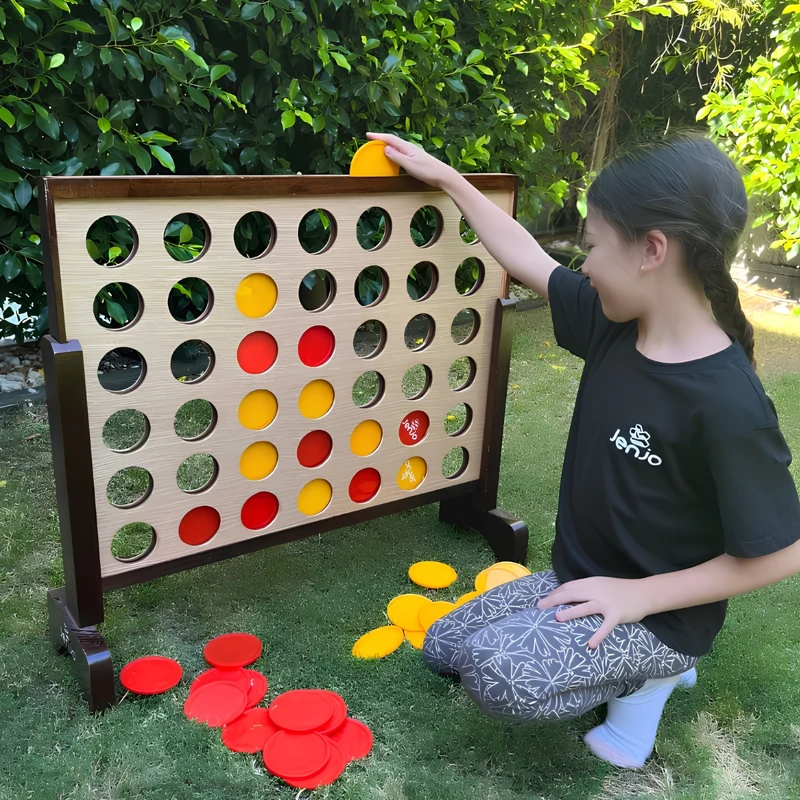 Jenjo Games Mega 4 Hardwood Connect Four Game Set - 75x79cm