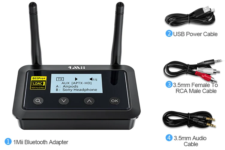 1Mii B03 Pro Plus Bluetooth Transmitter & Receiver aptX HD