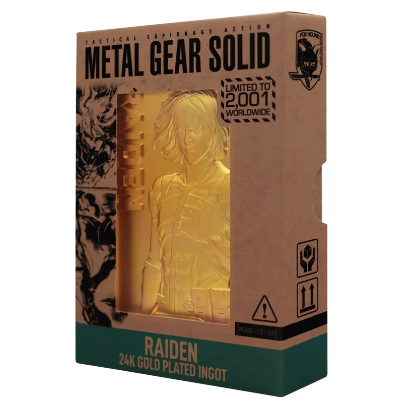Fanattik Limited Edition Metal Gear Solid 2 24k Gold Plated Raiden Ingot