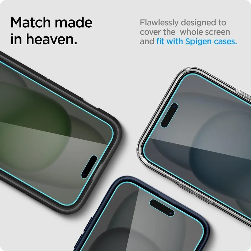 SPIGEN EZ Fit Privacy 2PCS Glass Screen Protector for iPhone 16/15 (Black)