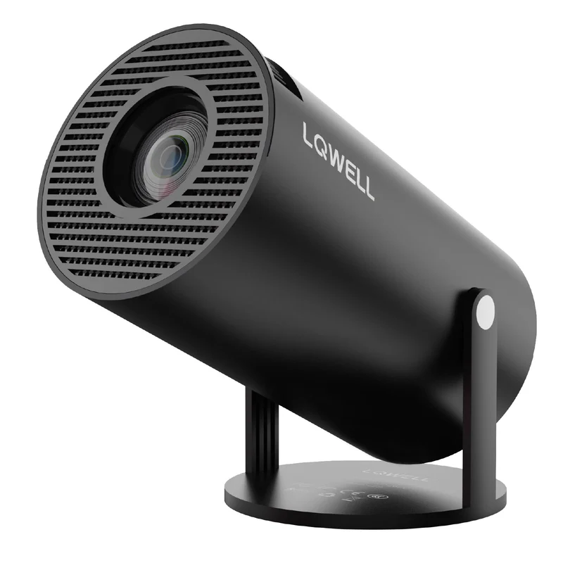 LQWELL® HY300 PRO Mini Beamer, 4K 1080P Unterstützung, mit Android 11, WiFi 6, Bluetooth 5.0, unterstützt Airplay & Miracast, tragbarer Heim- und Outdoor-Beamer, für Android/iPhone/PC/Mac, Schwarz
