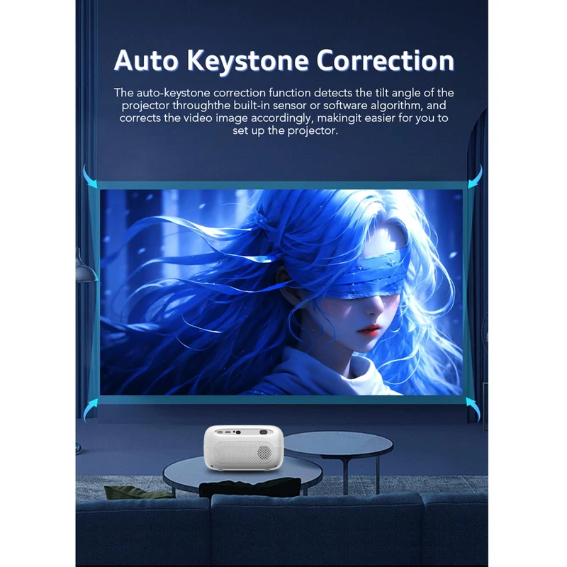 LQWELL® Beamer, HY700 Heimkino Projektor 1080P, unterstützt WiFi 6, BT5.2 mit Android OS, 120 Zoll Display, Motorisierter Fokus, für Phone/PC/Xbox, hdmi, USB