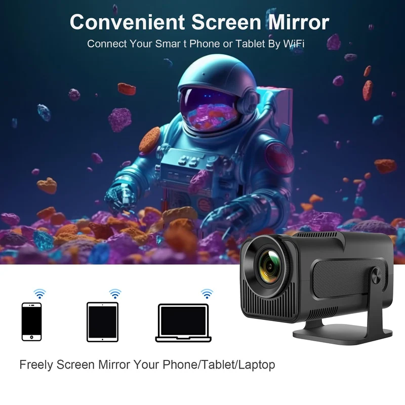 LQWELL® Beamer, Mini Projektor, Native 1080P 4K Heimkino Beamer unterstützt 5G WiFi, BT5.0 mit Android OS, Automatische Trapezkorrektur, 220-Grad-Winkel, 135-Zoll-Display für Phone/PC/Lap/Xbox/Stick