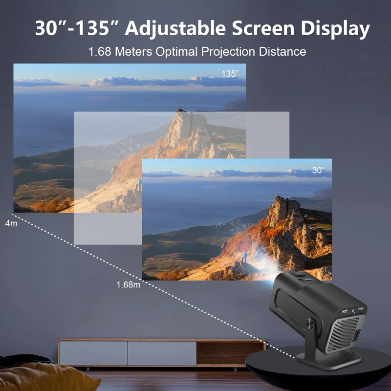 LQWELL® Beamer, Mini Projektor, Native 1080P 4K Heimkino Beamer unterstützt 5G WiFi, BT5.0 mit Android OS, Automatische Trapezkorrektur, 220-Grad-Winkel, 135-Zoll-Display für Phone/PC/Lap/Xbox/Stick