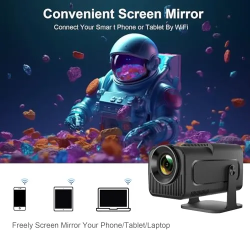 LQWELL® Beamer, Mini Projektor, Native 1080P 4K Heimkino Beamer, Automatische Trapezkorrektur, 220-Grad-Winkel, 135-Zoll-Display für Phone/PC/Lap/PS5/Xbox/Stick (Kein Android OS)
