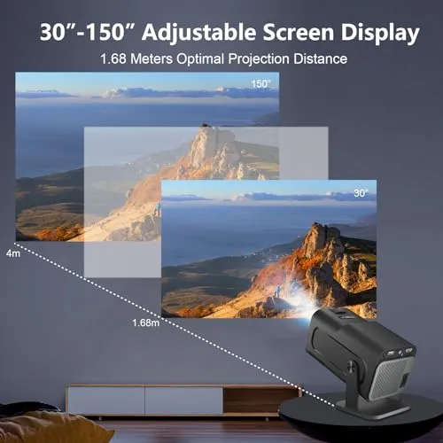LQWELL® Beamer, Mini Projektor, Native 1080P 4K Heimkino Beamer, Automatische Trapezkorrektur, 220-Grad-Winkel, 135-Zoll-Display für Phone/PC/Lap/PS5/Xbox/Stick (Kein Android OS)