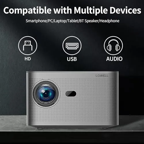 LQWELL® Beamer, Mini Projektor, Native 1080P 4K Heimkino Beamer unterstützt WiFi 6, BT5.0 mit Android 11 OS, Auto-Trapezkorrektur, Elektronischer Fokus, 150-Zoll-Display für Phone/PC/Lap/PS5/Xbox/Stick