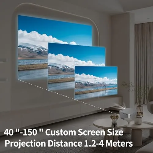 LQWELL® Beamer, Mini Projektor, Native 1080P 4K Heimkino Beamer unterstützt WiFi 6, BT5.0 mit Android 11 OS, Auto-Trapezkorrektur, Elektronischer Fokus, 150-Zoll-Display für Phone/PC/Lap/PS5/Xbox/Stick