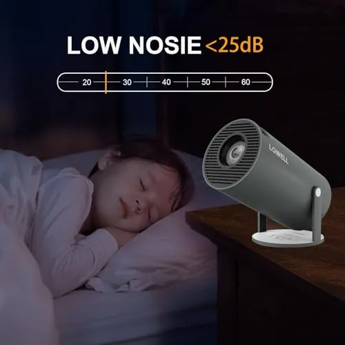LQWELL® Beamer, Mini Projektor, unterstützt WiFi 5G & BT5.0, Automatische Trapezkorrektur, 220-Grad-Winkel, 130-Zoll-Display für Phone/PC/Lap/Xbox/Stick, 4K Heimkino Beamer, Grau (Kein Android OS)