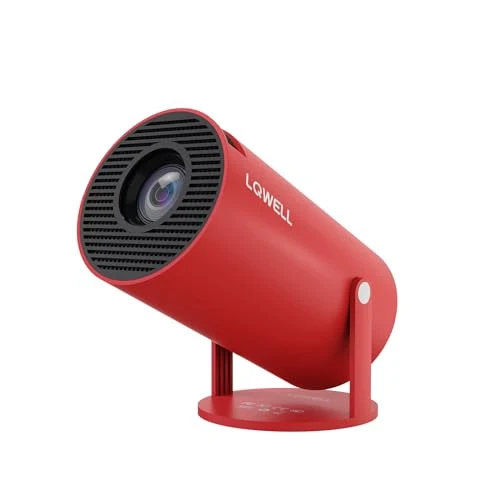 LQWELL® HY300 Mirror Mini Beamer, Native 720P, 4K 1080P Unterstützung, mit HDMI-, USB- und 3,5mm-Anschlüssen, kabelgebundene Bildschirmspiegelung, tragbarer Heim- und Outdoor-Projektor, Rot