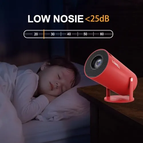 LQWELL® HY300 Mirror Mini Beamer, Native 720P, 4K 1080P Unterstützung, mit HDMI-, USB- und 3,5mm-Anschlüssen, kabelgebundene Bildschirmspiegelung, tragbarer Heim- und Outdoor-Projektor, Rot