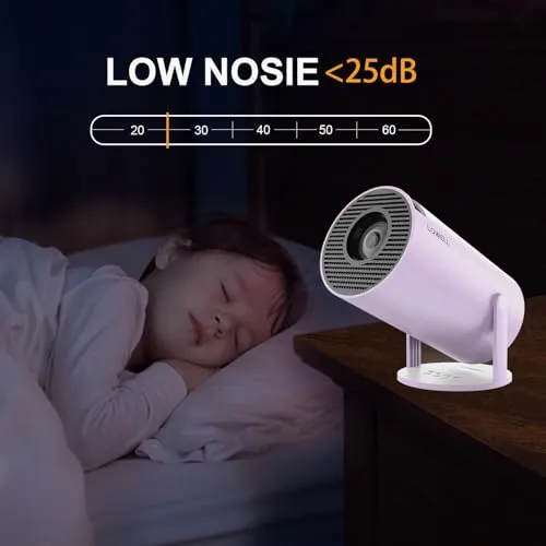 LQWELL® Beamer, Mini Projektor, unterstützt WiFi 5G & BT5.0, Automatische Trapezkorrektur, 220-Grad-Winkel, 130-Zoll-Display für Phone/PC/Lap/Xbox/Stick, 4K Heimkino Beamer, Lila (Kein Android OS)