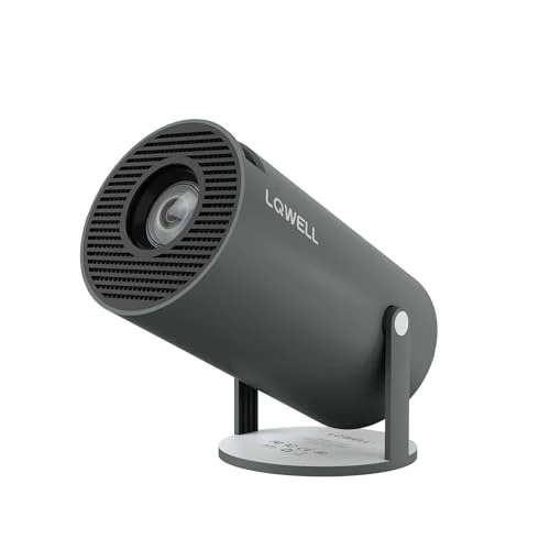 LQWELL® Mini-Projektor, unterstützt WLAN 6 und Bluetooth 5.0, mit Android 11.0, automatischer Trapezkorrektur, 180°-Projektionswinkel, 130-Zoll-Display für Smartphones, PCs, Laptops, PS5, Xbox und Xbox Stick, 4K-Heimkino-Projektor, Grau