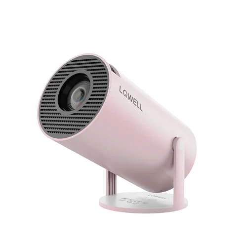 LQWELL® Beamer, Mini Projektor, unterstützt WiFi 5G, BT5.0 mit 11.0 Android OS, Automatische Trapezkorrektur, 220-Grad-Winkel, 130-Zoll-Display für Phone/PC/Lap/Xbox/Stick, 4K Heimkino, hdmi, Rosa