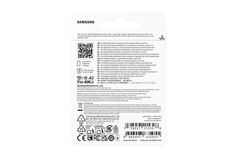 Samsung 256GB T7 Micro SD Memory Card UHS-1 / Class 10
