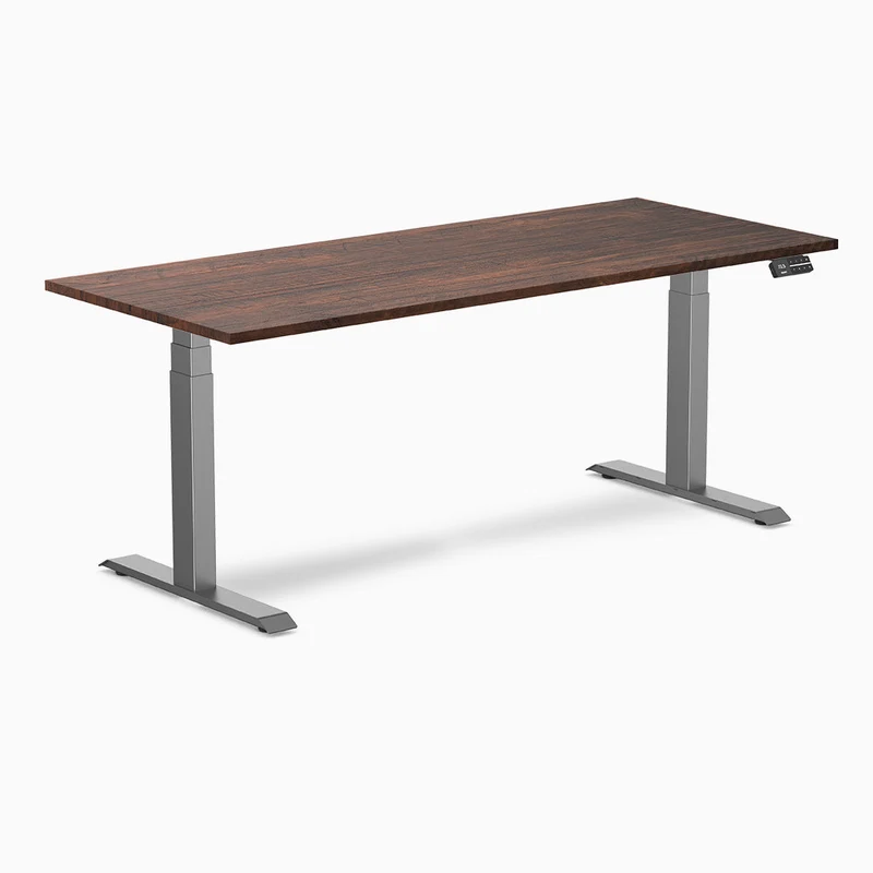 Desky Dual Softwood Sit Stand Desk 200cm American Rustic Pine Desktop and Wheat Frame