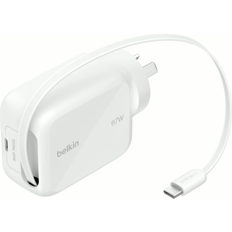 Belkin BoostCharge Pro Retractable GaN Wall Charger 67W