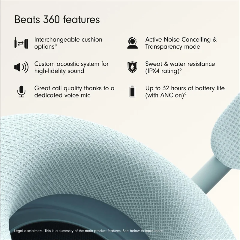 Beats 360 Over-Ear Headphones (Sky with Sky Performance Knit Cushions)