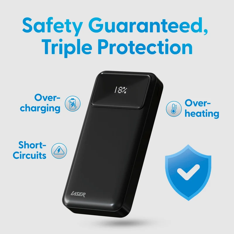 Laser 20000mAh Powerbank 18W PD with LED Indicator (Black)