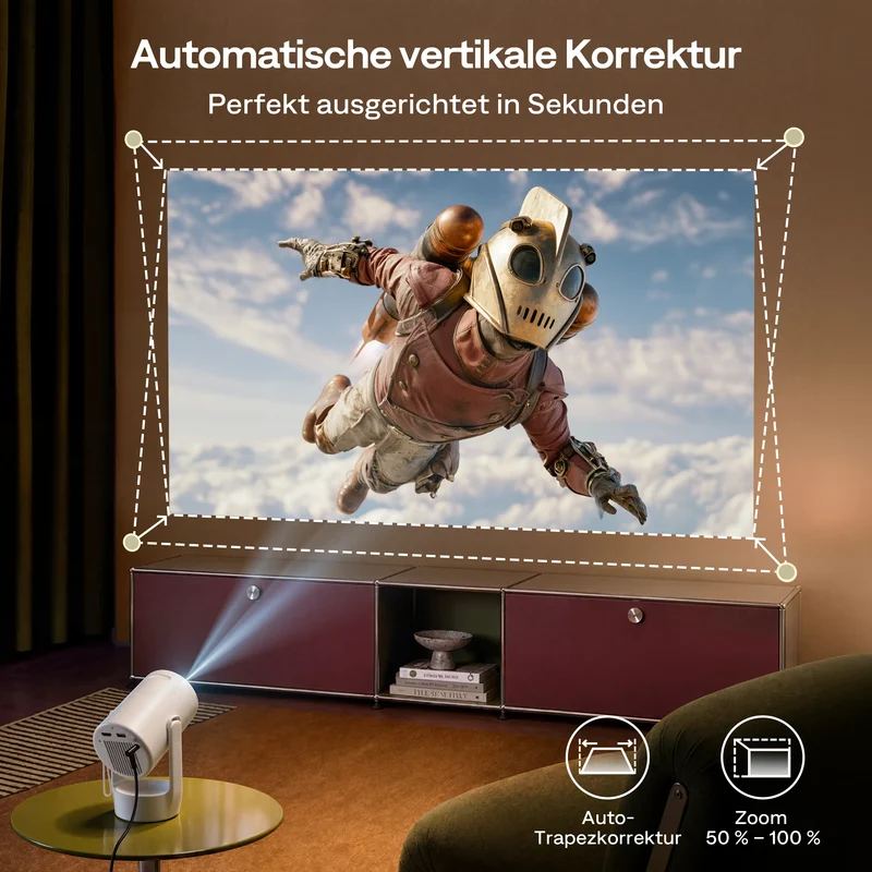 Aurzen EAZZE E1 Mini Beamer mit Netflix, Smart Heimkino Projektor