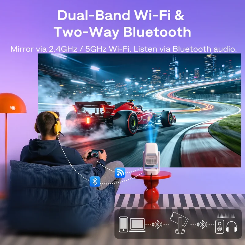 Aurzen EAZZE D1R air Portable Roku TV Smart Projector