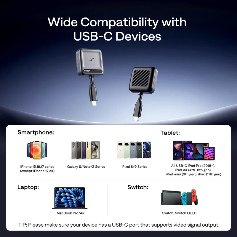 Aurzen CastPlay Pro Wireless USB-C Dongle for ZIP Projector
