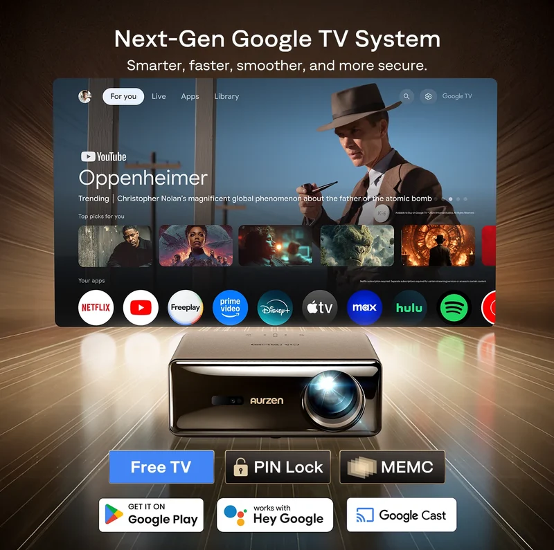 Aurzen EAZZE D1 MAX Gemini AI Google TV Projector