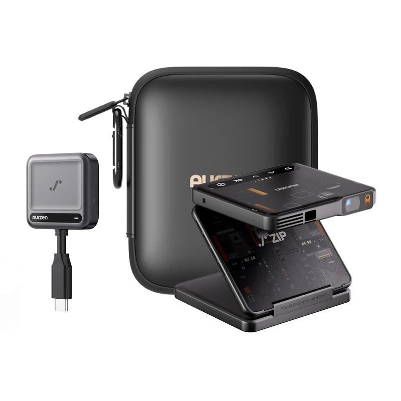 Aurzen ZIP Tri-Fold Portable Mini Projector