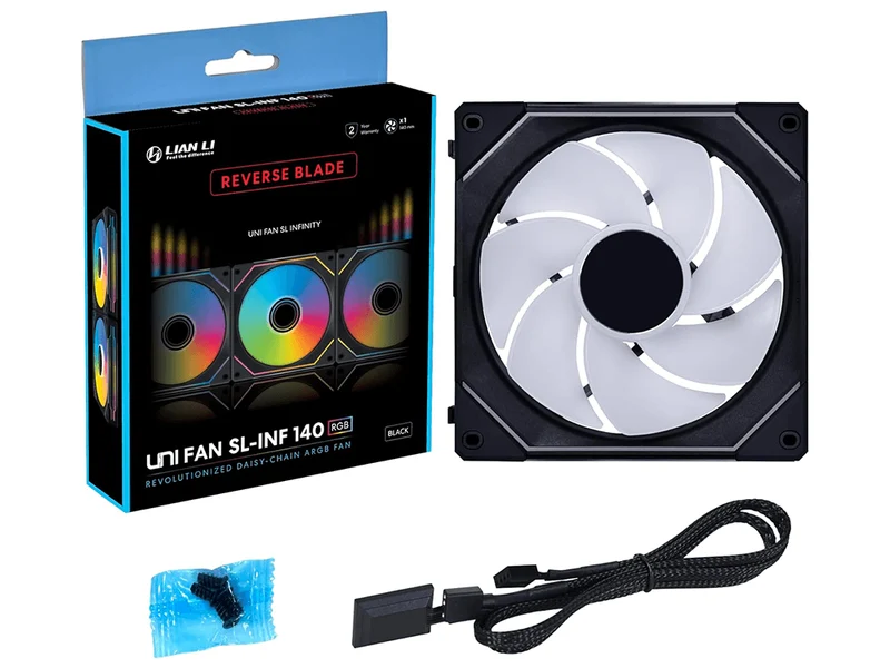 Lian Li UniFan SL Infinity 140mm Reverse Blade ARGB PWM Fan - Black (14RSLIN1B)