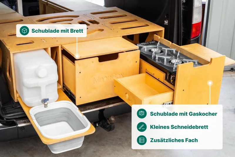 Moonbox Campingbox mit Tisch Van/Bus 115cm Modify Natur